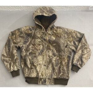 Vintage Dri Duck Men's Cheyenne Realtree Camo Canvas Hooded Jacket Size Large